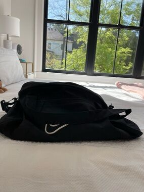 Nike Black Duffel with White Swoosh Accent
